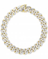 Two-Tone Wide Curb Link Hollow Bracelet in 10k Gold & 10k White Gold