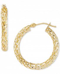 Textured Tube Small Hoop Earrings in 14k Gold
