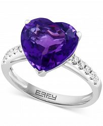 Effy Amethyst (4-3/4 ct. t. w. ) & Diamond (1/8 ct. t. w. ) Heart Ring in 14k White Gold
