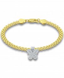 Giani Bernini Cubic Zirconia Butterfly Charm Bismark Chain Bracelet, Created for Macy's