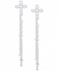Lab-Created White Sapphire Cross Chain Drop Earrings (5/8 ct. t. w. ) in Sterling Silver