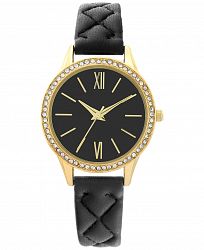 Charter Club Women's Black Quilted Strap Watch 34mm, Created for Macy's