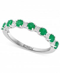 Effy Emerald (5/8 ct. t. w. ) & Diamond Accent Stacking Ring in Sterling Silver
