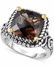 Smoky Quartz (6 ct. t. w. ) Ring in Sterling Silver and 14k Gold