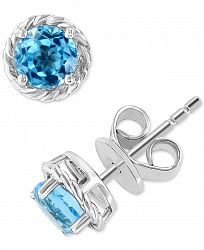 Effy Blue Topaz Rope-Framed Stud Earrings (1-1/3 ct. t. w. ) in Sterling Silver