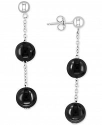 Effy Onyx Bead Chain Drop Earrings in Sterling Silver