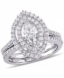 Certified Diamond (1 ct. t. w. ) Marquise-Shape Double Halo Bridal Set in 14k White Gold