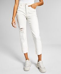 And Now This Women's High-Rise Vintage Straight Button Cuffed Jeans