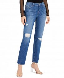 Inc International Concepts Women's Mid Rise Ripped Straight-Leg Jeans, Created for Macy's