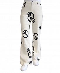 Almost Famous Juniors' Peace Sign Printed Flared Jeans