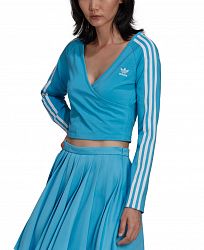 adidas Women's Cropped Striped-Sleeve Top