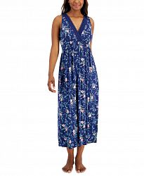 Charter Club Lace-Trim Printed Long Nightgown, Created For Macy's