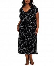 Alfani Plus Size Printed Short-Sleeve Nightgown, Created for Macy's