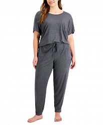 Alfani Plus Size Heathered Essential Jogger Pants, Created for Macy's