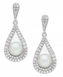 Cultured Freshwater Pearl (5-1/2mm) and Diamond (1/2 ct. t. w. ) Drop Earrings in 14k White Gold