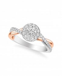Diamond Halo Engagement Ring (7/8 ct. t. w. ) in 14k Two Tone White & Yellow Gold or White and Rose Gold