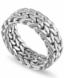 Esquire Men's Jewelry Woven Fashion Band in 14k Gold-Plated Sterling Silver, Created for Macy's (Also Available in Sterling Silver)