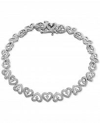 Diamond Heart Link Bracelet (1/10 ct. t. w. ) Available in Sterling Silver or 18k Gold-plated Sterling Silver
