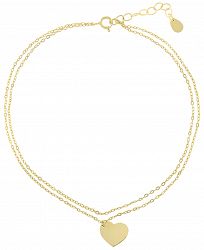 Giani Bernini Polished Heart Double Chain Ankle Bracelet (9"+1") , Created for Macy's