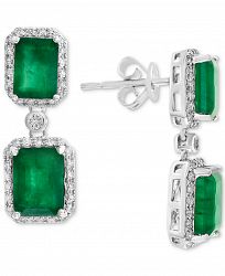 Effy Emerald (4-3/4 ct. t. w. ) & Diamond (3/8 ct. t. w. ) Drop Earrings in 14k White Gold or Yellow Gold