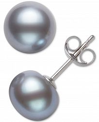 Belle de Mer Cultured Freshwater Button Pearl (8-9mm) Stud Earrings