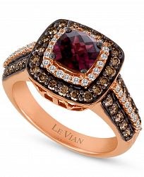 Le Vian Raspberry Rhodolite (7/8 ct. t. w. ) & Diamond (3/4 ct. t. w. ) Halo Ring in 14k Rose Gold