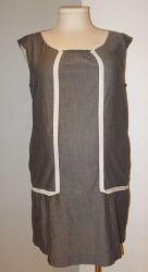 Acote grey linen shift mini dress - S