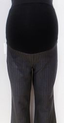 Thyme Maternity dark grey stripe full belly panel dress pants 28"L - S