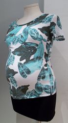 Thyme Maternity tropical leaf print short sleeve scoop neck tee - M