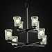 GLA-8828-40-LACE-ABRS-GU24 - Justice Design - Modular Eight Light 2-Tier Chandelier LACE: Lace Glass Shade Antique Brass FinishSquare Flared - Veneto Luce