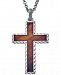 Esquire Men's Jewelry Red Tiger Eye (40 x 27-1/2mm) Cross Pendant Necklace in Sterling Silver, Created for Macy's