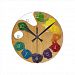 Artist`s palette colour wheel with numbers Round Clock
