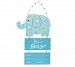 Elephant Wooden Wall Hanging Blue "It's a Boy! " with Birth Statistics