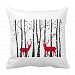 Red Christmas deers in birch tree forest Throw Pillow