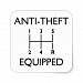 Anti-Theft Equipped (With Stickshift) Square Sticker