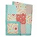 Gia Coral Pink and Aqua Blue Floral Baby Girl Patchwork Coverlet by The Peanut Shell