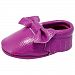 Unique Baby Leather Bow Moccasins Anti-Slip Tassels Prewalker Toddler Shoes (S (5.1 inches), Purple)