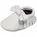 Unique Baby 100% Genuine Leather Bow Moccasins Anti-Slip Tassels Prewalker Toddler Shoes (S (5.1 inches), White) by Unique Baby
