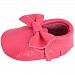Unique Baby 100% Genuine Leather Bow Moccasins Anti-Slip Tassels Prewalker Toddler Shoes (XS (4.5 inches), Pink) by Unique Baby