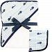Hudson Baby Muslin Hooded Towel with Washcloth, Blue Whale by Hudson Baby