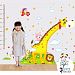 Korea Home Deco Huge 5.3' Ft (h) x 7.5' Ft (w) Giraffe Growth Chart Wall Decals for Kids Rooms, Nursery, Baby, Boys & Girls Bedroom - Peel & Stick, Large Removable Vinyl Wall Stickers - Sticker of Panda, Lion, Rabbit, Giraffe, Cute Animals, and Colorfu...