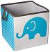 Bacati Elephants Storage Tote Basket, Aqua/Lime/Grey, Small