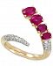 Rare Featuring Gemfields Certified Ruby (1-5/8 ct. t. w. ) and Diamond (3/8 ct. t. w. ) Pave Bypass Ring in 14k Gold, Created for Macy's