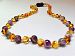 Baltic Amber Teething Necklace for Babies Yellow Lemon & Purple Amethyst (sadness) - Baby and Toddlers Polished Anti Flammatory, Drooling & Teething Pain Certificated Round Jewelry with the Highest Quality Guaranteed. Easy to Fastens with a Twist-in Sc...