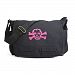 Black Heavyweight Canvas Messenger Bag Carry-All Diaper Bag with Glitter Pink Skull by Crazy Baby Clothing