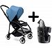 Bugaboo Bee3 Stroller, Black/Ice Blue + Bugaboo Cup Holder by Bugaboo