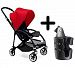 Bugaboo Bee3 Stroller, Red/Black + Bugaboo Cup Holder by Bugaboo