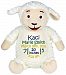 Personalized Stuffed Fluffy White Lamb with Embroidered Baby Block in Blue, Green, and Yellow
