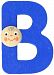 Hess Wooden Decor Alphabet Letter B with Cute Face