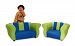 Keet Sofa and Chair Fancy Kid's Set, Blue/Green